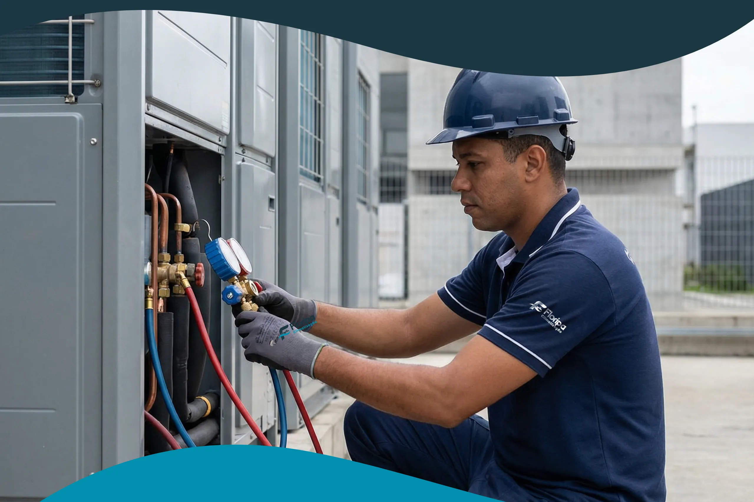 Técnico instalando ar condicionado VRF – Floripa Climatização