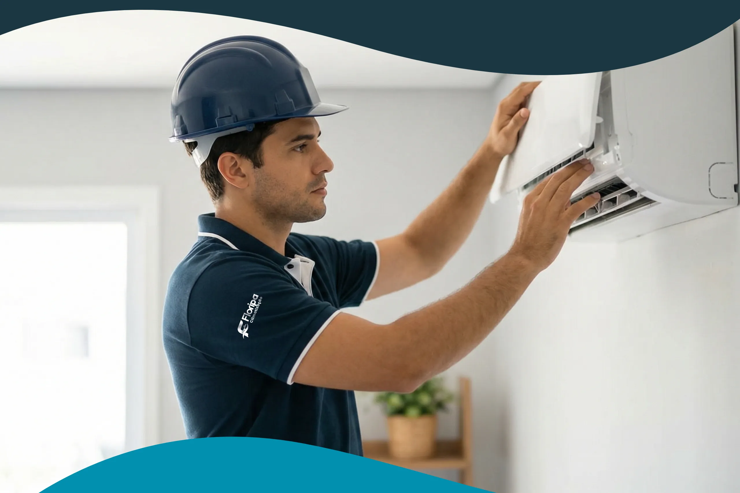 Técnico instalando ar condicionado – Floripa Climatização